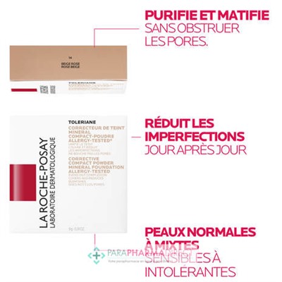 La Roche Posay Toleriane Correcteur de Teint Minéral Compact Poudre 14 Beige Rose 9,5g