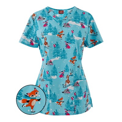 Dickies EDS Scrubs Wondrous Wonderland Print Top