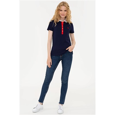 Kadın Lacivert Basic Polo Yaka Tişört