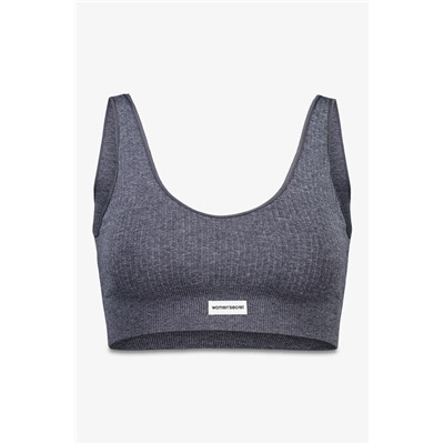 Top canalé seamless gris