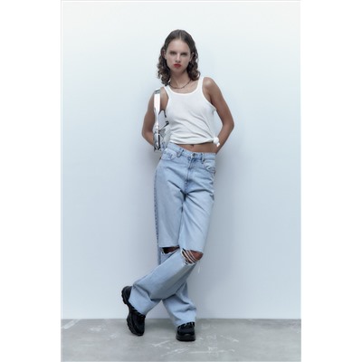 JEANS TRF WIDE LEG ROTOS