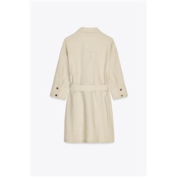 BELTED LINEN MINI DRESS