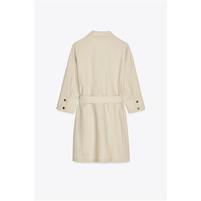 BELTED LINEN MINI DRESS