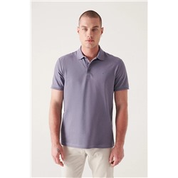 Avva Erkek Lila %100 Pamuk Nefes Alan Standart Fit Normal Kesim Polo Yaka T-shirt E001004