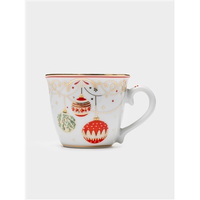 Пара кофейная, 2 перс, 4 пр, 80 мл, фарфор P, белая, Новогодние шары, Christmas Eve