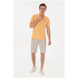 Erkek Slim Fit Polo Yaka Turuncu Basic Tişört