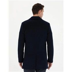 Lacivert Ex. Slim Fit Kaşe Kaban