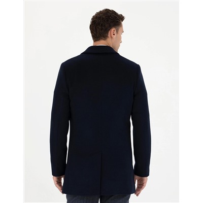 Lacivert Ex. Slim Fit Kaşe Kaban