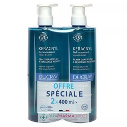 Ducray Keracnyl Gel Moussant Peaux à Tendance Acnéique 2x400mlLot  × 2