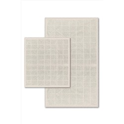 Bluenity Basic Grid Doğal Pamuklu 2'li Banyo Kilimi 60X100+50X60 Cm - Ekru 101.200.01.206.01.01