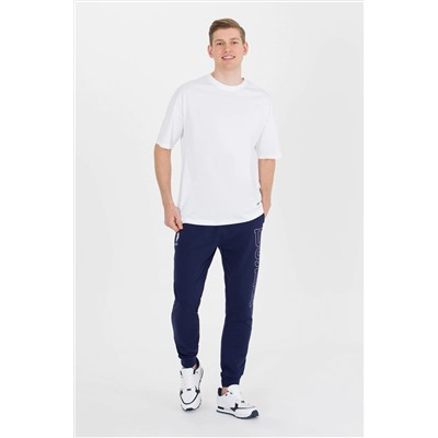 Erkek Beyaz Comfort Long Bisiklet Yaka Tişört