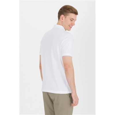 Erkek Beyaz Basic Polo Yaka Tişört