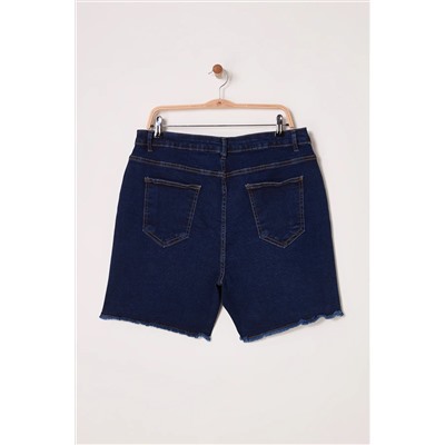 Açık Mavi Yüksek Bel Esnek Skinny Denim Şort & Bermuda TBBSS22AP0008