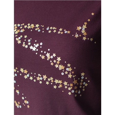 Нарядная футболка с блестящим принтом