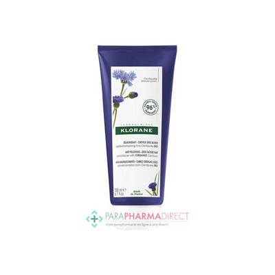 Klorane Déjaunissant - Cheveux Gris, Blonds Après-Shampoing à la Centaurée Bio 200 ml