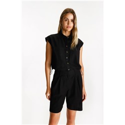 Cotton-linen Bermuda shorts