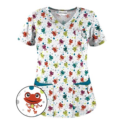 UA Jumpin Jack White Print Scrub Top