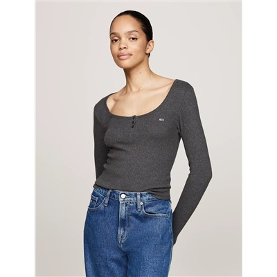 Tommy Jeans Ribbed Scoop-Neck Henley