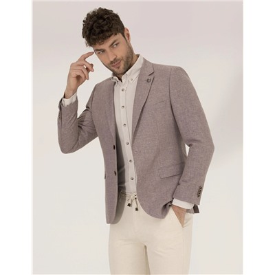 Gül Kurusu Keten Karışımlı Blazer Ceket
