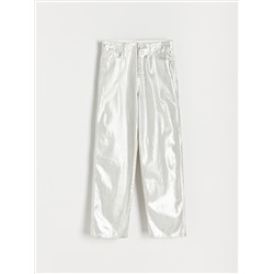 Silberne Jeans im Loose-Fit