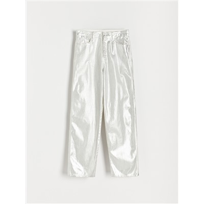 Silberne Jeans im Loose-Fit