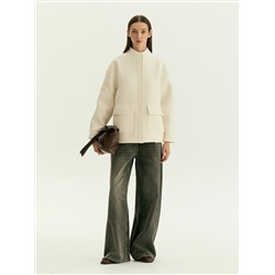 Бомбер с накладными карманами из шерсти, Куртка N084/adios