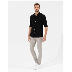 Kahverengi Slim Fit Beli Lastikli Kanvas Pantolon