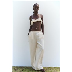 LINEN BLEND PALAZZO TROUSERS