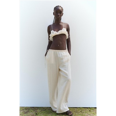 LINEN BLEND PALAZZO TROUSERS