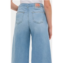 Kadın Açık Mavi Flare Cropped Fit Jean Pantolon