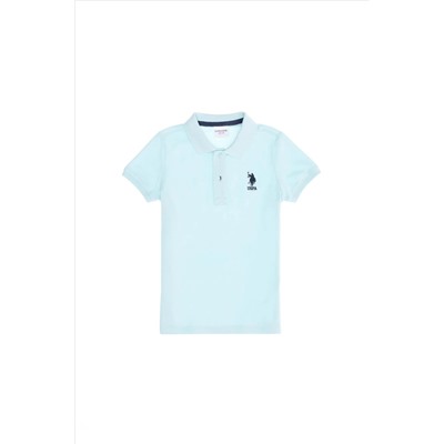 Erkek Çocuk Su Yeşili Basic Polo Yaka T-Shirt