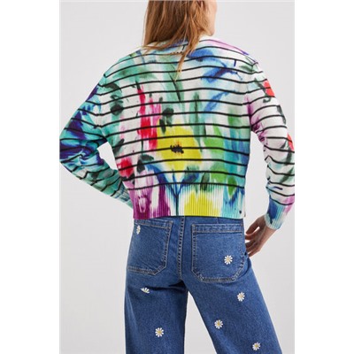 Jersey rayas tie-dye floral