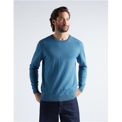Knitted Jumper, Men, Blue
