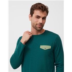 Long Sleeved Pyjamas T-Shirt, Men, Dark Green