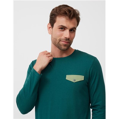 Long Sleeved Pyjamas T-Shirt, Men, Dark Green