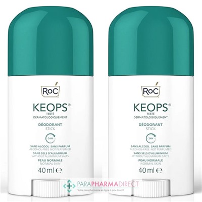Roc Keops - Déodorant - Peau Normale - Stick - LOT 2x40 mlLot  × 2