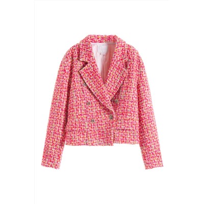 Chaqueta de lana Rosa y turquesa