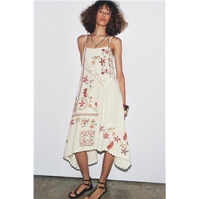 ZW COLLECTION ASYMMETRIC FLORAL EMBROIDERED DRESS