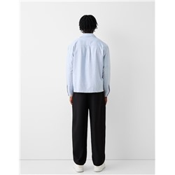 Striped long sleeve poplin shirt