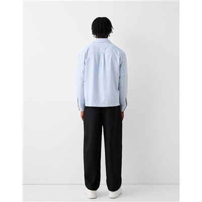 Striped long sleeve poplin shirt