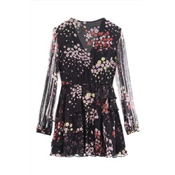 Vestido evasé Negro y rosa