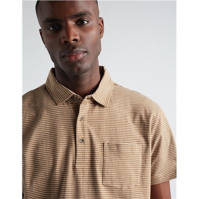 Striped Polo, Men, Light Brown