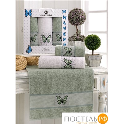 11634 Комп. Пол. MERZUKA махр. в короб. (50x90/2)(70х140/1) 3 шт. KONTES зелёный