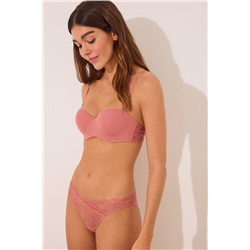 Sujetador STRAPLESS microfibra y encaje rosa
