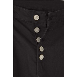 Siyah Yüksek Bel Önü Düğmeli Solmayan Siyah Büyük Beden Skinny Jeans TBBAW26CJ00042
