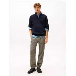 Cable Knit Mockneck Quarter-Zip Sweater
