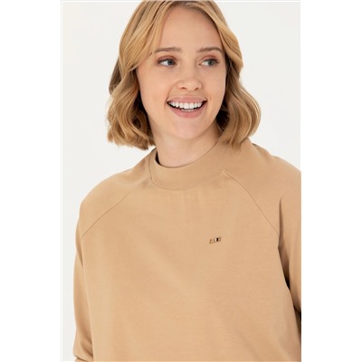 Kadın Kum Bisiklet Yaka Sweatshirt