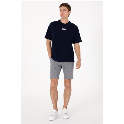 Erkek Oversize Fit Bisiklet Yaka Lacivert Tişört