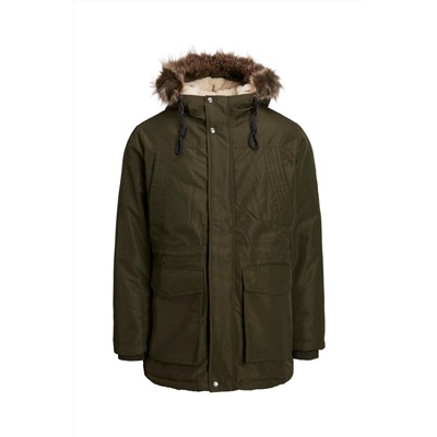 Parka con capucha Caqui