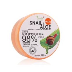 Ночной гель для лица с улиточной слизью и алоэ вера 300 мл / MOODS SNAIL & ALOE SOOTHING CARE FACIAL SLEEPING GEL 300 ML